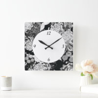 Vintage black, white and grey flowers and birds