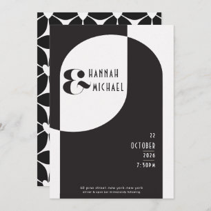 Vintage Black White Art Deco Invitation