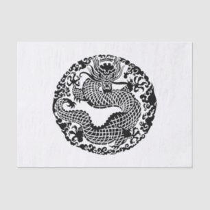 Vintage black white Asian dragon party tissue Tissue Paper