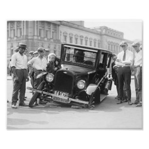 Vintage Black & White Broken Car Wreck USA 1923 Photo Print