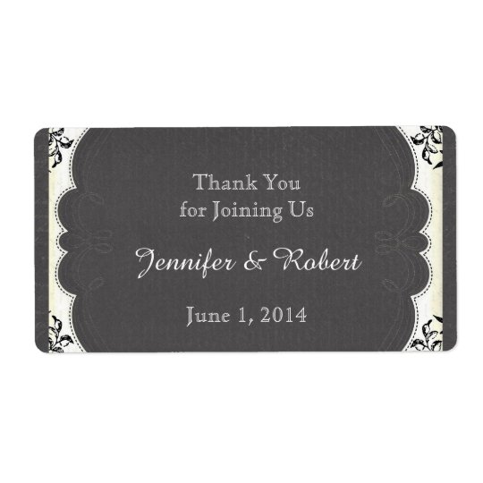 Vintage Black White Chalkboard Water Bottle Label Shipping Label