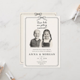 Vintage Black & White Childhood Wedding Invite