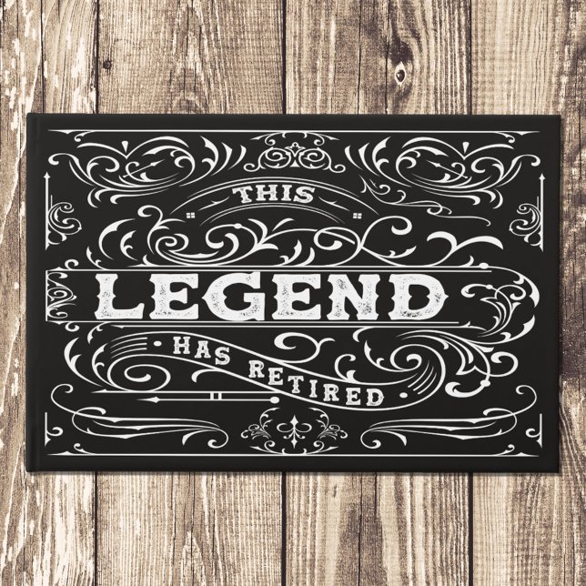 Vintage Black White Classic Legend Retirement Guest Book (Close up)