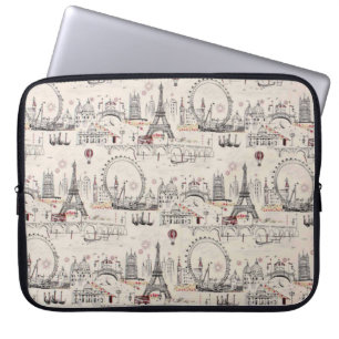 Vintage Black & White Europe Images Laptop Sleeve