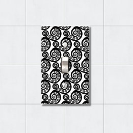 Vintage Black & White Fern Leaf Koru Swirl Light Switch Cover
