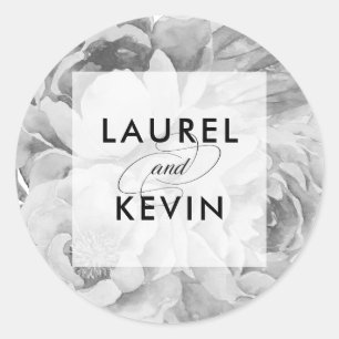 Vintage Black & White Floral Wedding Stickers