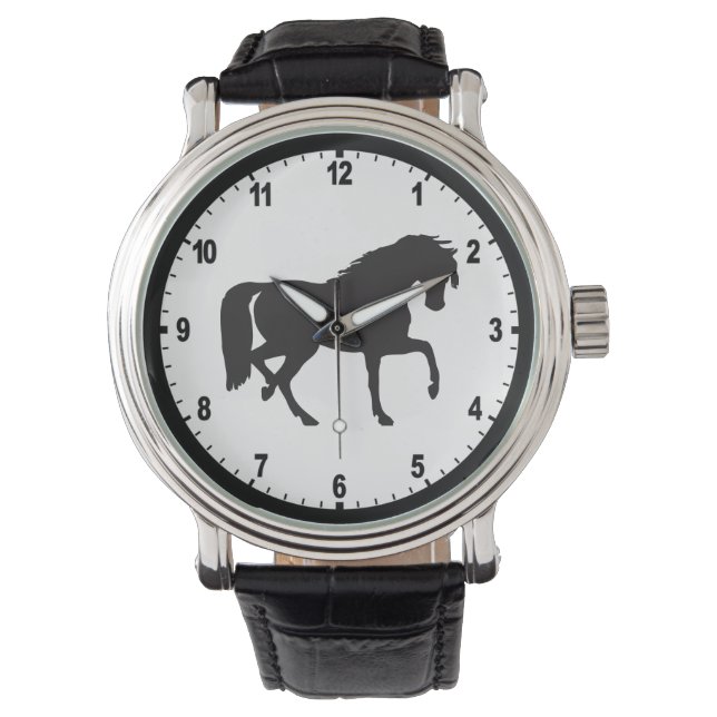 Vintage Black & White Horse Silhouette Watch (Front)