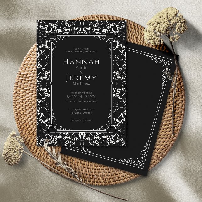 Vintage Black & White Lace Invitation (Creator Uploaded)