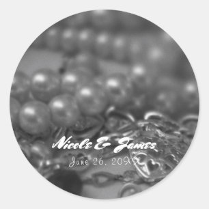 Vintage Black White Lock & Key Elegant Wedding Classic Round Sticker