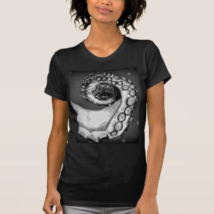 Vintage Black & White Nautical Octopus Tentacle T-Shirt