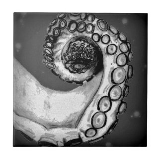 Vintage Black & White Nautical Octopus Tentacle Tile