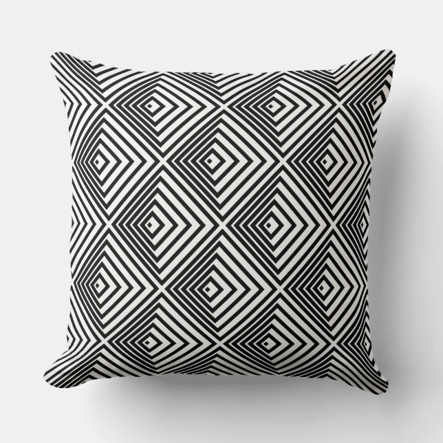 Vintage Black & White Nested Squares Cushion (Front)