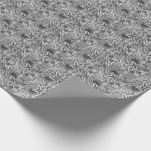 Vintage Black & White Paisley Pattern Elegant Wrapping Paper