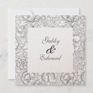 Vintage Black & White Pattern Wedding Invitation