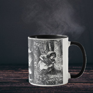 Vintage Black White Red Riding Hood Drawings Mug