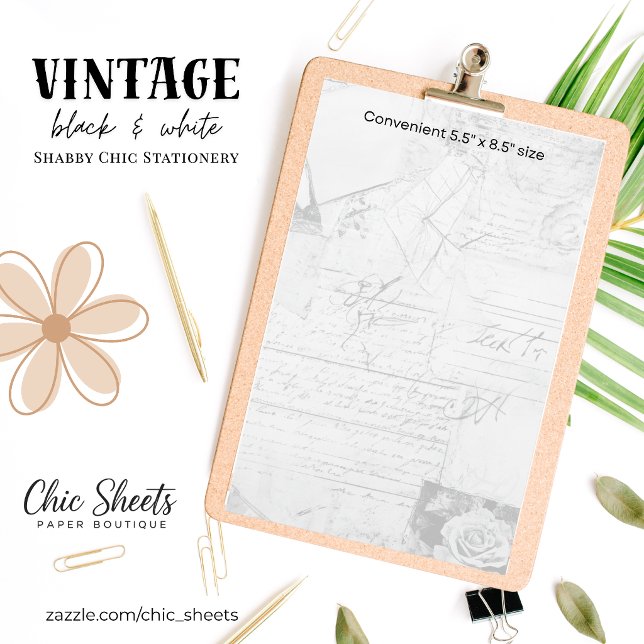 Vintage Black & White Shabby Chic Stationery (Creator Uploaded)