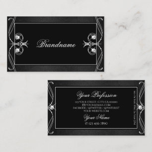 Vintage Black White Sparkle Jewels Ornate Ornament Business Card