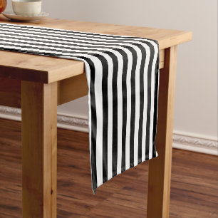 Vintage Black & White Stripes Striped Short Table Runner