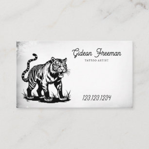 Vintage Black & White Tiger Tattoo Artist Business Card