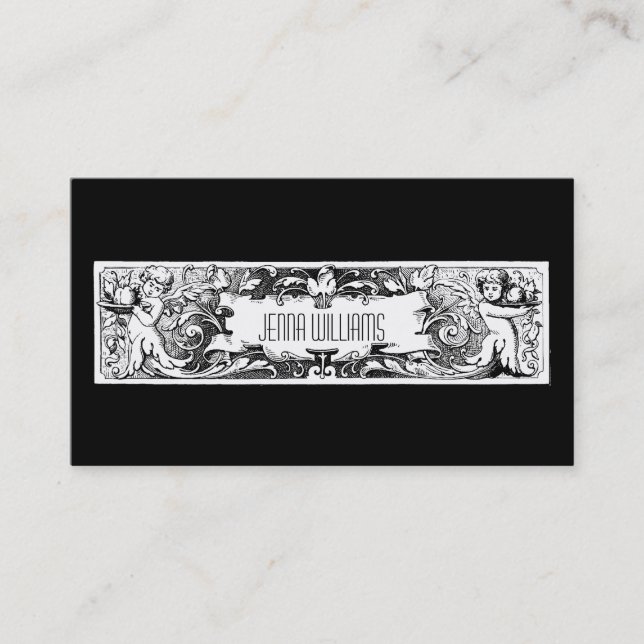 Vintage Black & White Unique Business Cards (Front)