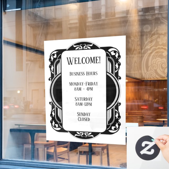Vintage Black & White  Window Cling (Cafe Window)
