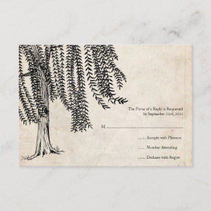 Vintage Black Willow Tree Wedding RSVP