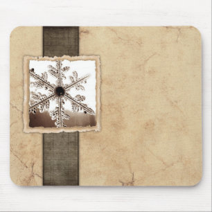 Vintage Black Winter Snowflake Mouse Mat