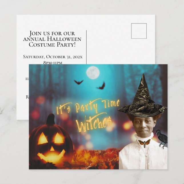 Vintage Black Witch Halloween Party   Postcard (Front/Back)