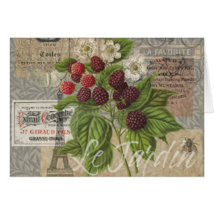 Vintage Blackberries & French Ephemera Art Collage