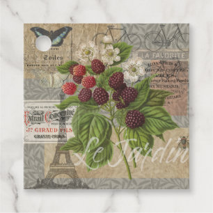 Vintage Blackberries & French Ephemera Art Collage Favour Tags
