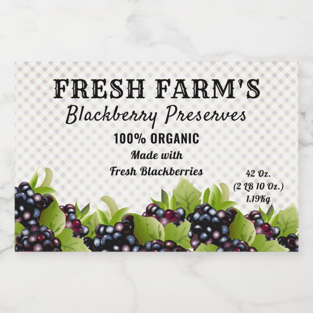 Vintage Blackberry Fruit Canning | Jar Label (Single Label)