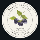 Vintage Blackberry jam canning jar Label<br><div class="desc">Elegant simple and classic,  personalised blackberry jam jar labels featuring watercolor vintage blackberry on an off white background.</div>