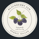 Vintage Blackberry jam canning jar Label<br><div class="desc">Elegant simple and classic,  personalised blackberry jam jar labels featuring watercolor vintage blackberry on an off white background.</div>