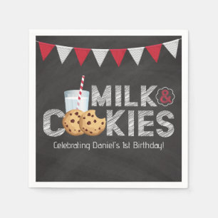 Vintage Blackboard Milk and Cookies Birthday Party Napkin
