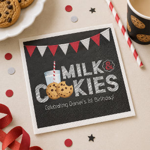 Vintage Blackboard Milk & Cookies Birthday Napkins