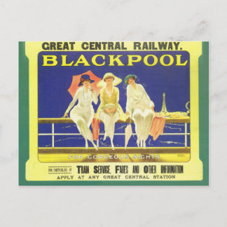 Vintage, Blackpool, England, Railway poster Postcard