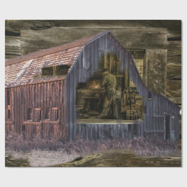 Vintage Blacksmith Shop Welder Wrapping Paper (Flat)