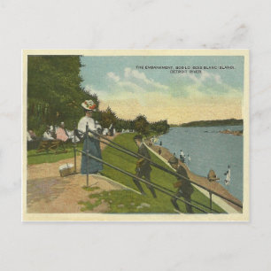 Vintage Blanc Island Detroit River Postcard