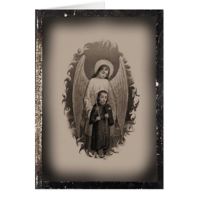 Vintage Blank Holy Card of the Guardian Angel (Front)