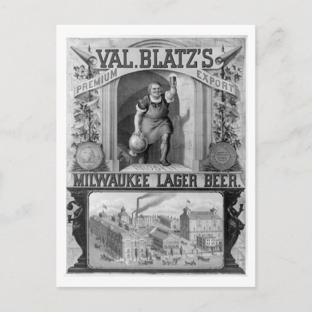 Vintage Blatz's Milwaukee Lager Beer Postcard (Front)