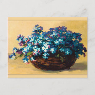 Vintage Blau Blumen Postcard
