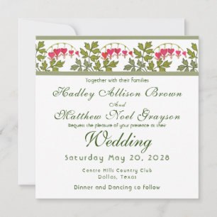 Vintage Bleeding Heart Floral Wedding Invitation