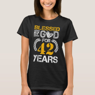 Vintage Blessed By God For 42 Years Happy 42nd Bir T-Shirt