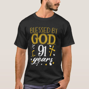 Vintage Blessed By God For 91 Years Happy 91st Bir T-Shirt