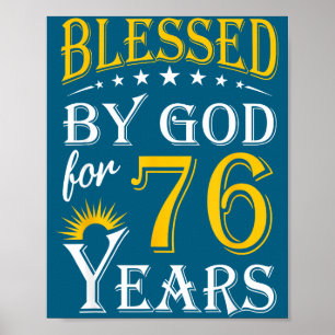 Vintage Blessed God For 76 Faith Design Poster