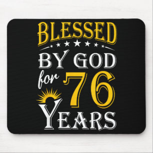 Vintage Blessed God For 76 Graphic Art Mouse Mat