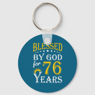 Vintage Blessed God For 76 Illustration Key Ring