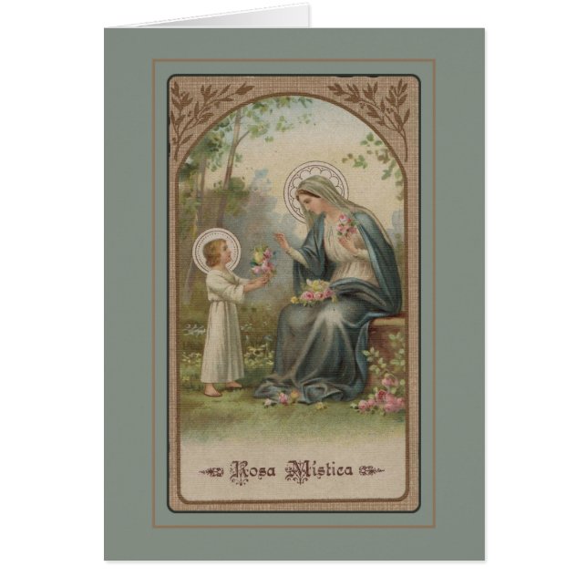 Vintage Blessed Mother Child Jesus Roses (Front)