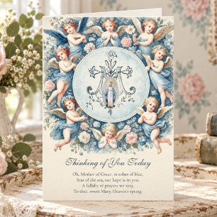 Vintage Blessed Mother Mary with Angels Card