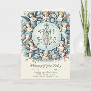 Vintage Blessed Mother Mary with Angels  Card